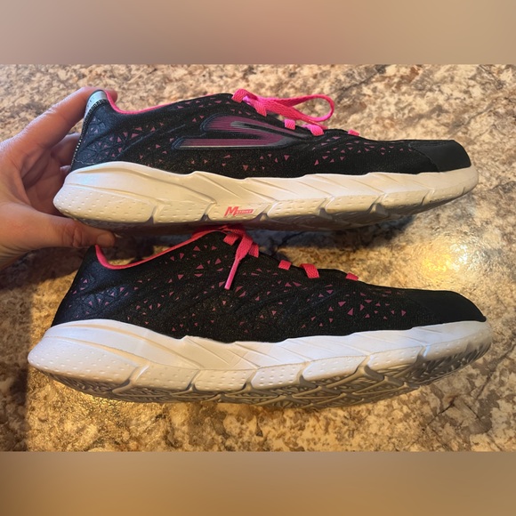 Skechers Go Fit 2 Memory Foam shoes Womens 8 black pink Form Fit Goga Mat lace - Picture 10 of 13